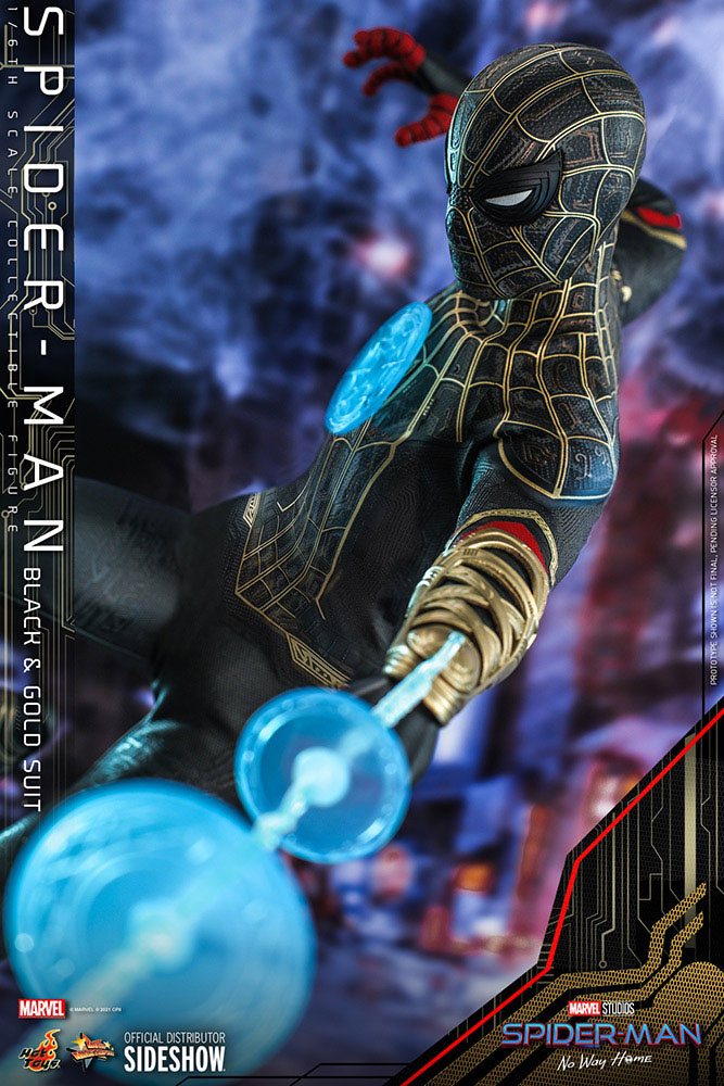Hot Toys Spider-Man No Way Home 1/6 Scale Spider-Man Black & Gold Suit Movie Masterpiece Figure