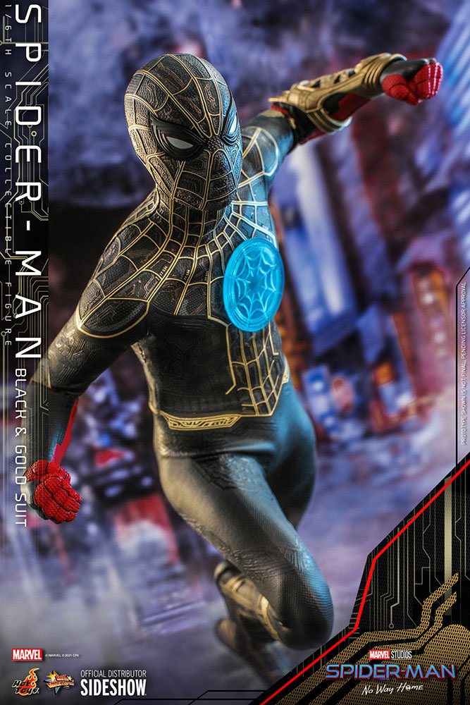 Hot Toys Spider-Man No Way Home 1/6 Scale Spider-Man Black & Gold Suit Movie Masterpiece Figure