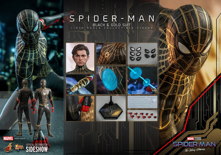 Hot Toys Spider-Man No Way Home 1/6 Scale Spider-Man Black & Gold Suit Movie Masterpiece Figure