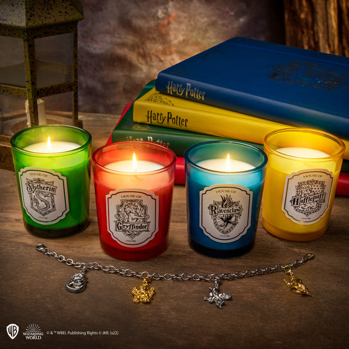 Wizarding World Set of 4 Hogwarts Houses Scented Candles With Charm Bracelet