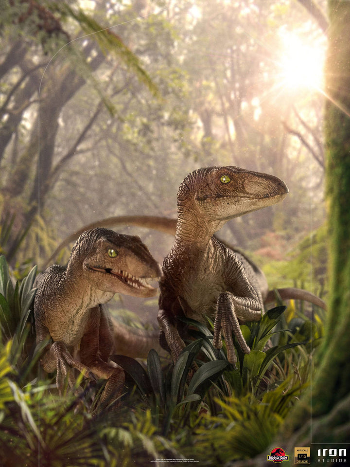Iron Studios Jurassic Park Just The Two Raptors Deluxe 1/10 Scale Statue