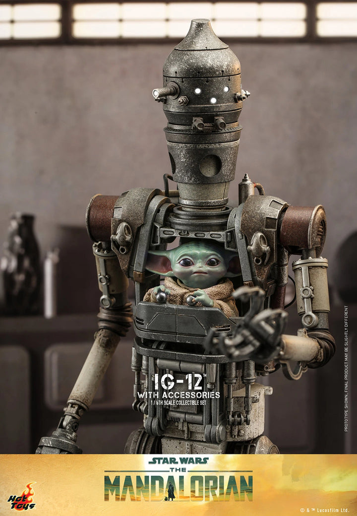 Hot Toys 1/6th Scale The Mandalorian  IG-12 and Grogu with Accessories Figure Set