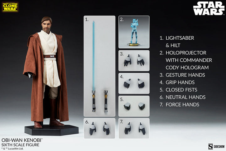 Sideshow Star Wars The Clone Wars 1/6 Scale Action Figure Obi-Wan Kenobi
