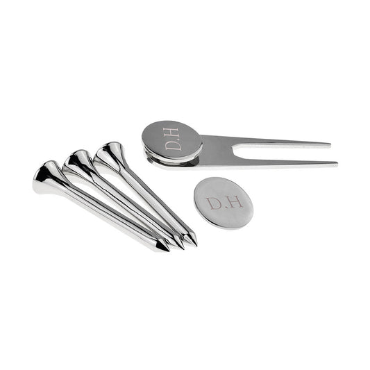 Personalised Silver Plated Golf Tee Gift Set
