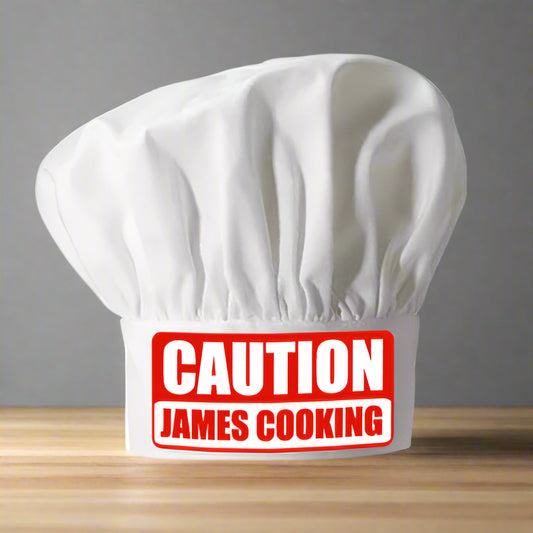 Personalised Caution Chef's Hat, alternate view