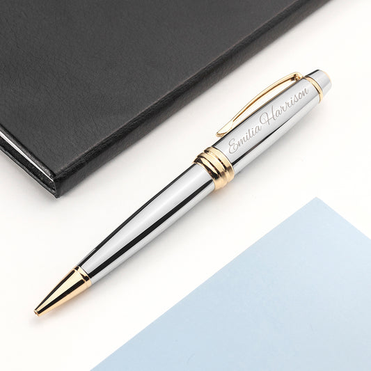 Personalised Cross Silver Gold Medallist Pen