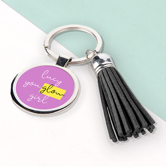 Personalised You Glow Girl Tassle Keyring