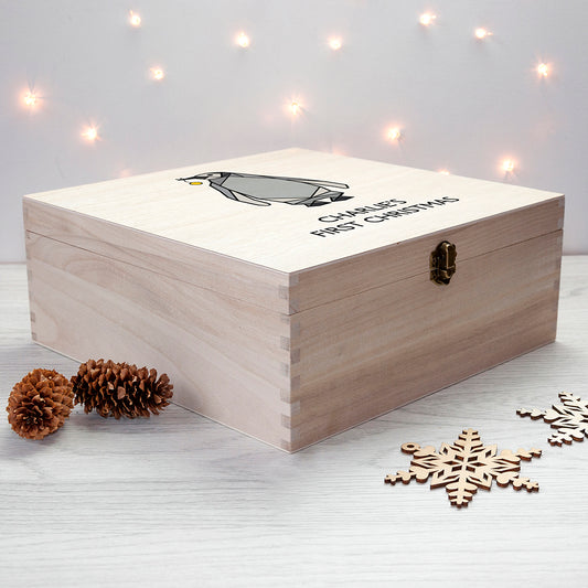 Personalised Baby Penguin First Christmas Box, alternate view