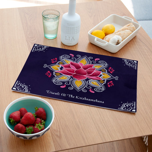 Personalised Diwali Rangoli Placemat, side angle
