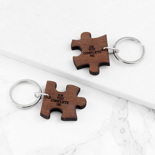 Personalised You Complete Me Romantic Jigsaw Keyring