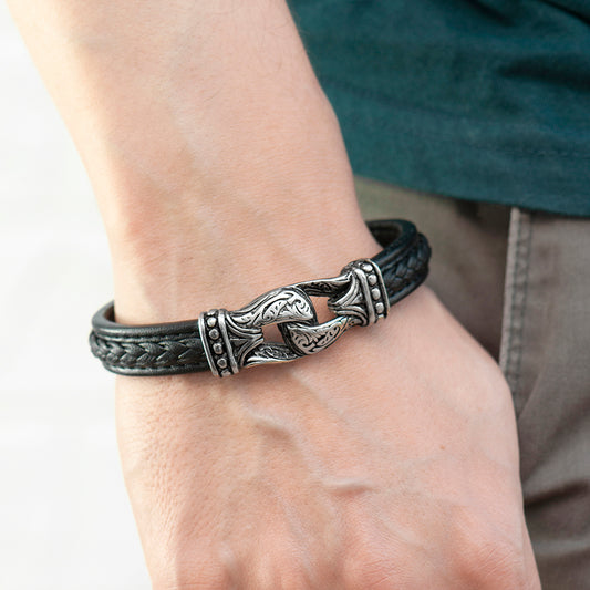 Personalised Men's Buckle Clasp Leather Bracelet