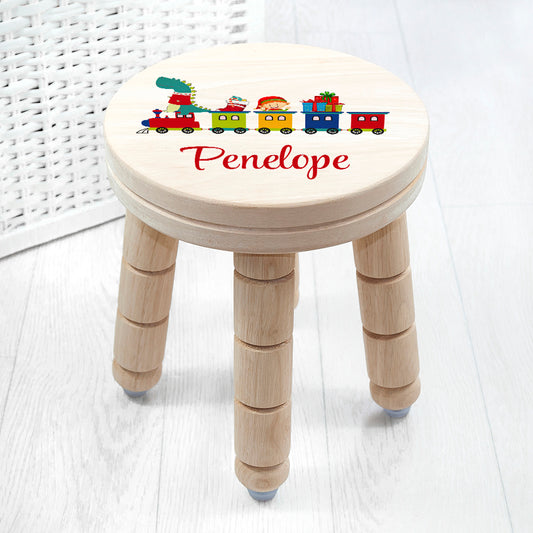 Personalised Christmas Train Wooden Stool, alternate view