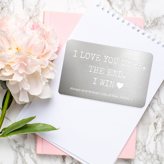 Personalised 'I love you more' Wallet Keepsake