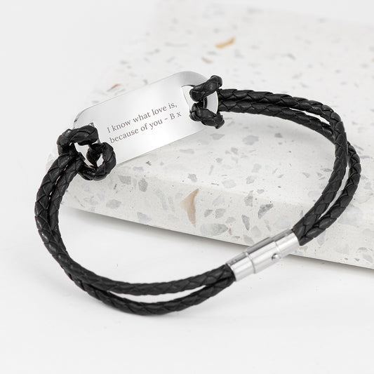 Personalised Men's Roman Numerals Statement Leather Bracelet