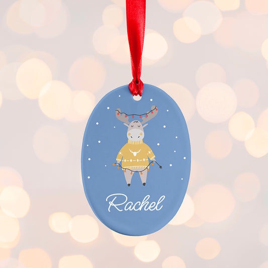 Personalised Festive Moose Christmas Decoration