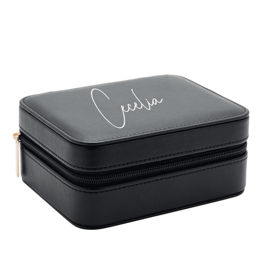 Personalised Black Leatherette Jewellery Box, alternate view