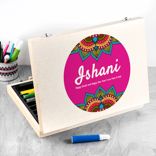 Personalised Diwali Rangoli Colouring Set, display view