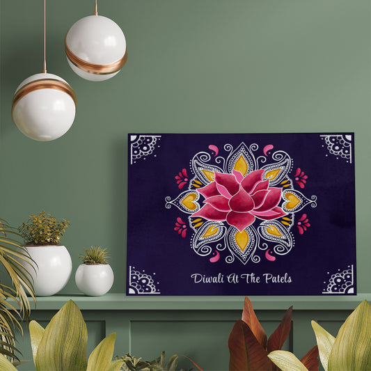 Personalised Diwali Rangoli Framed Print, packaging view