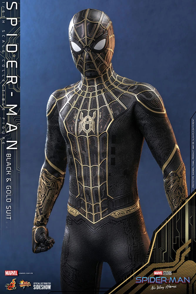 Hot Toys Spider-Man No Way Home 1/6 Scale Spider-Man Black & Gold Suit Movie Masterpiece Figure