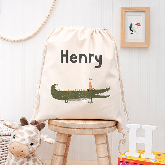 Personalised Crocodile Cotton Nursery Bag, alternate view