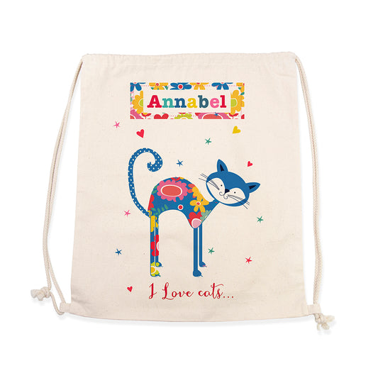 Personalised I Love Pets Cotton Nursery Bag