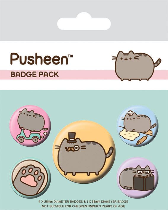 Pusheen Fancy Pin Back Buttons 5 Pack