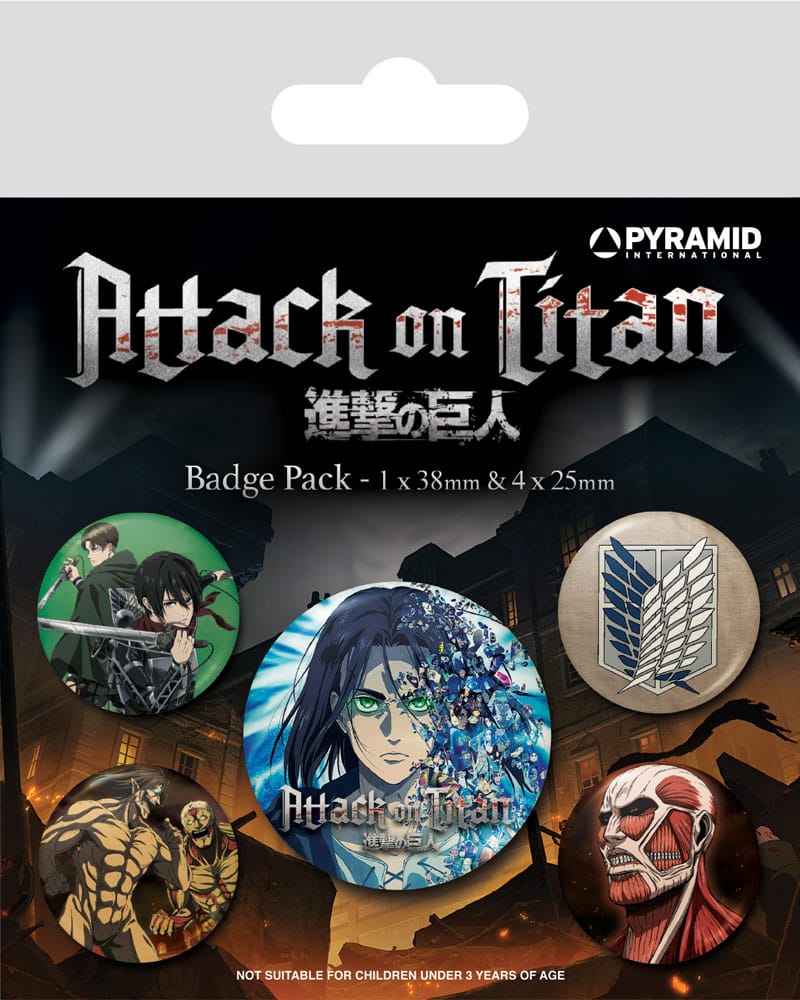 Attack on Titan Season 4 Anime Pin Back Buttons 5 Pack
