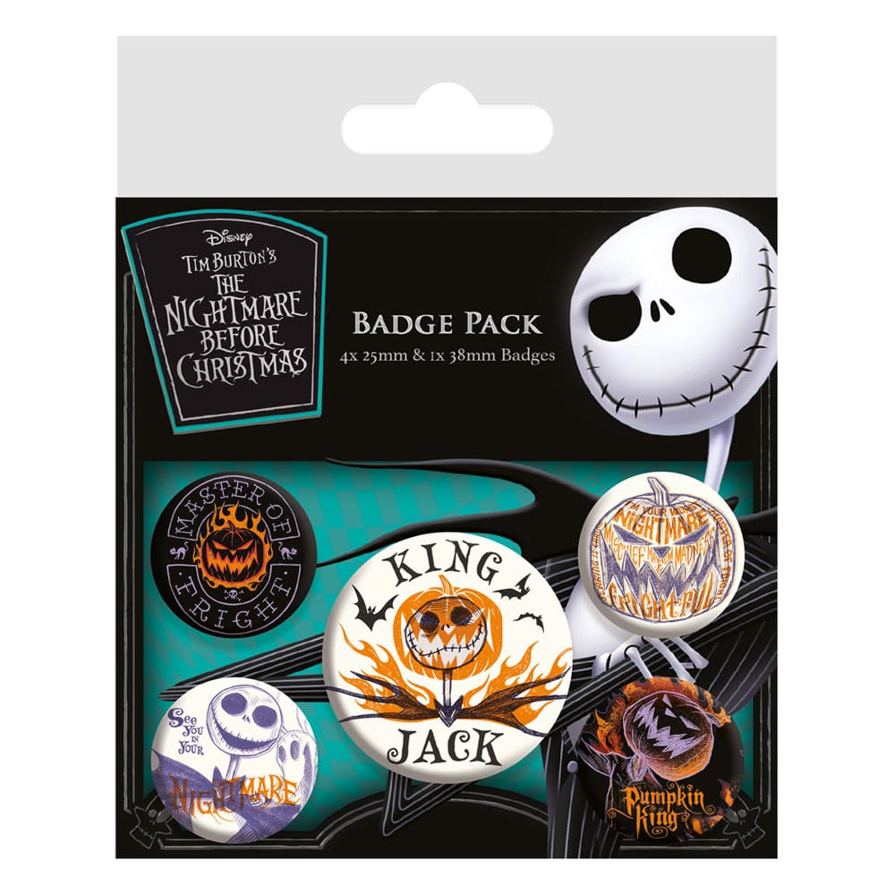 Nightmare Before Christmas Colourful Shadows Movie Pin Back Buttons 5 Pack
