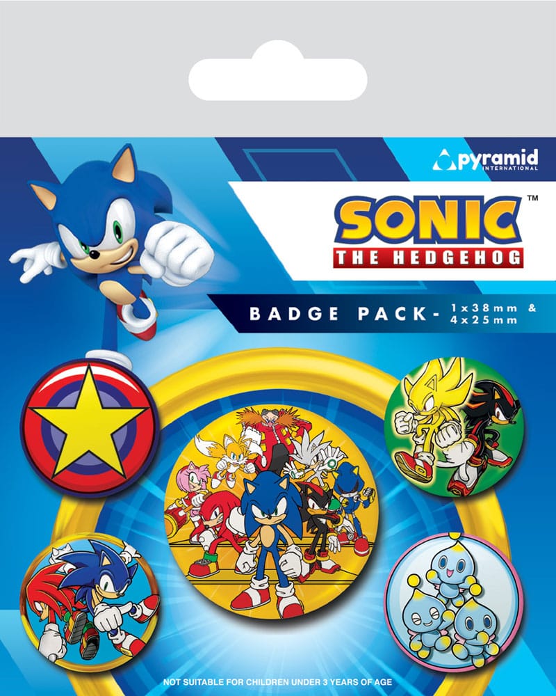 Sonic the Hedgehog Speed Team Video Game Pin Back Buttons 5 Pack