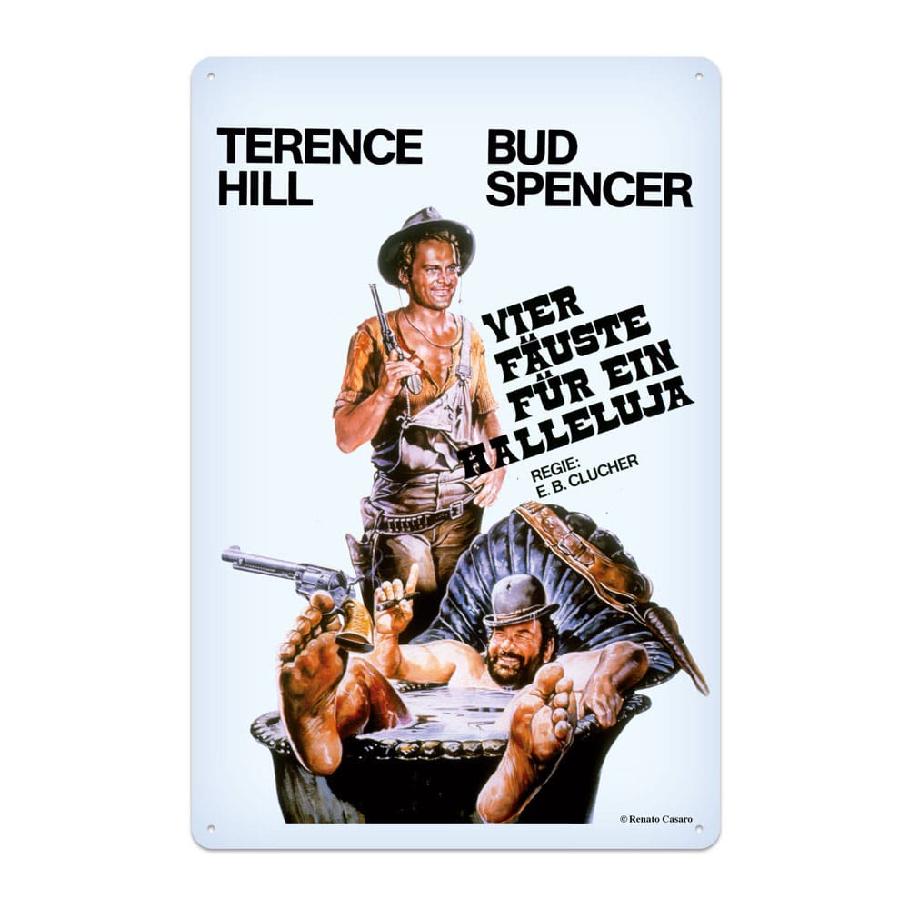 Bud Spencer and Terence Hill Vier Fäuste für ein Halleluja Tin Sign 20 x 30 cm