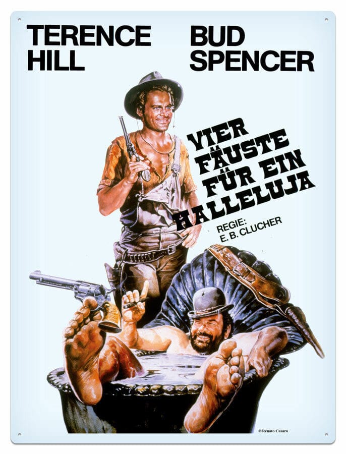 Bud Spencer and Terence Hill Vier Fauste fur ein Halleluja Tin Sign 30 x 40 cm
