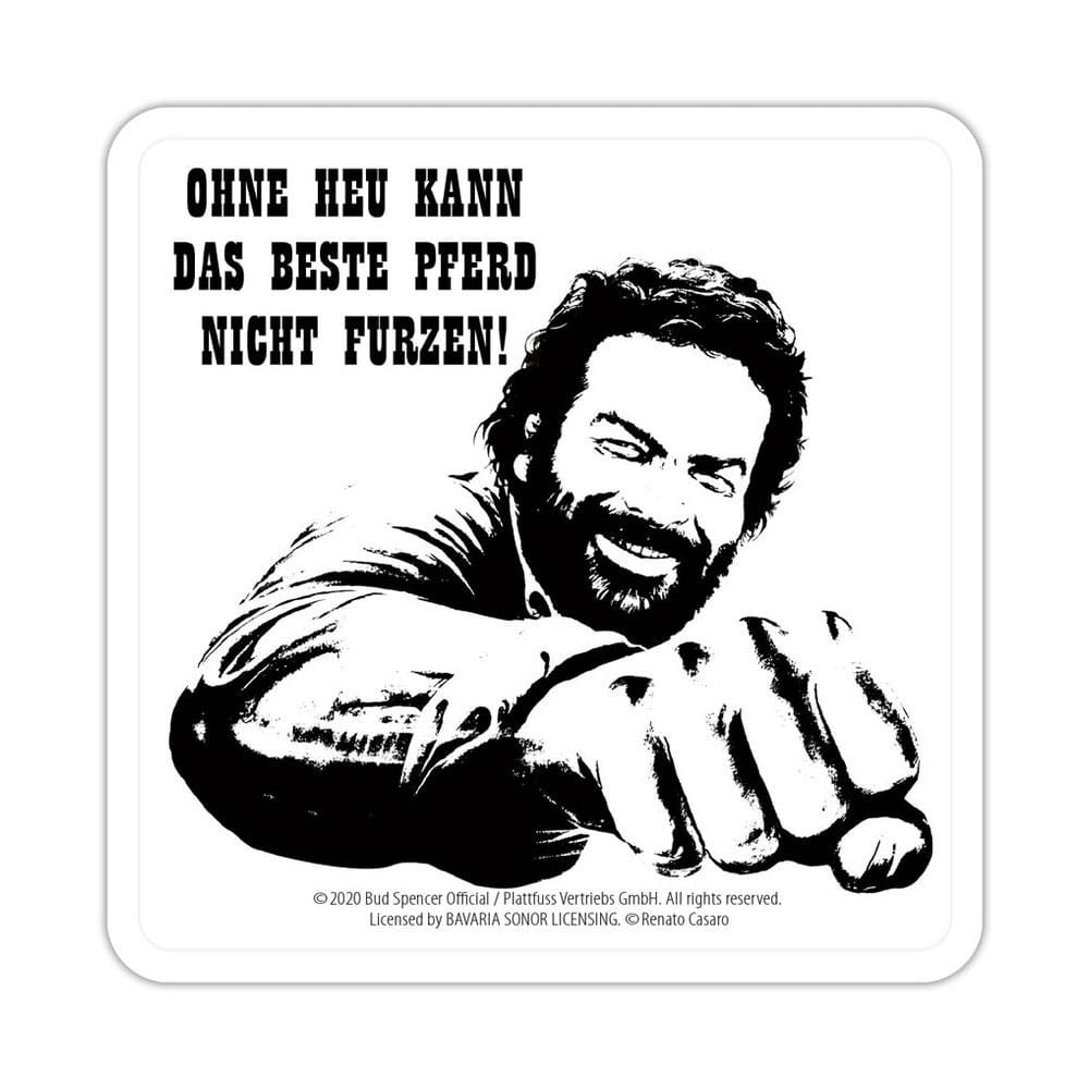 Bud Spencer Faust Pferd Tin Coasters Set 10 x 10 cm