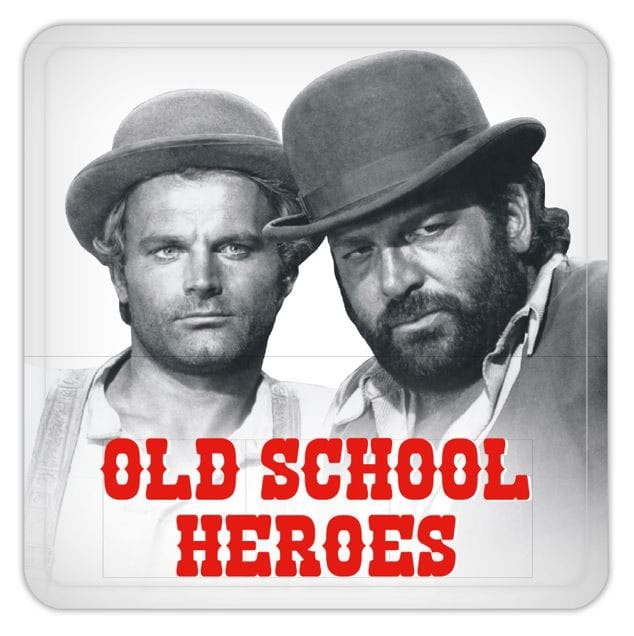 Bud Spencer and Terence Hill Old School Heroes Tin Coasters Set 10 x 10 cm
