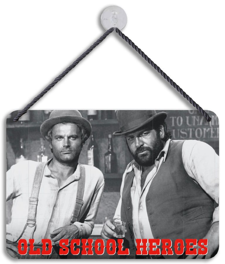 Bud Spencer and Terence Hill Old School Heroes Tin Sign 16.5 x 11.5 cm