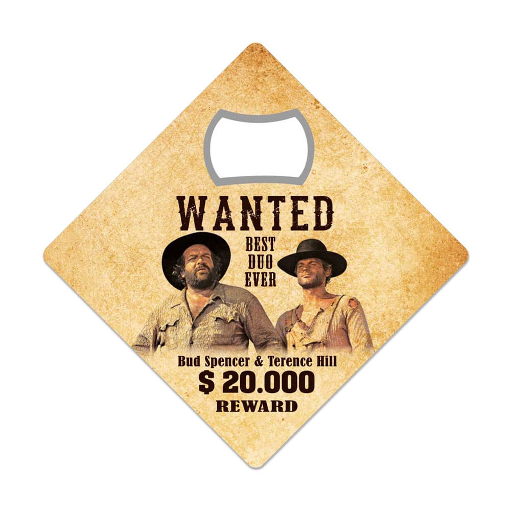Bud Spencer and Terence Hill Wanted Bottle Opener Fridge Magnet