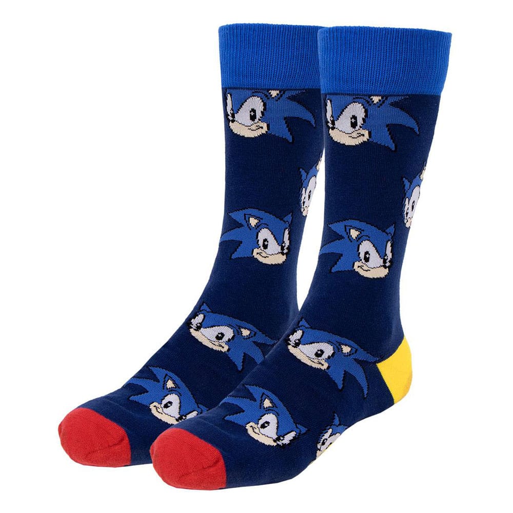 Sega Sonic the Hedgehog Sonic Face Assortment Crew Socks (Set of 6)