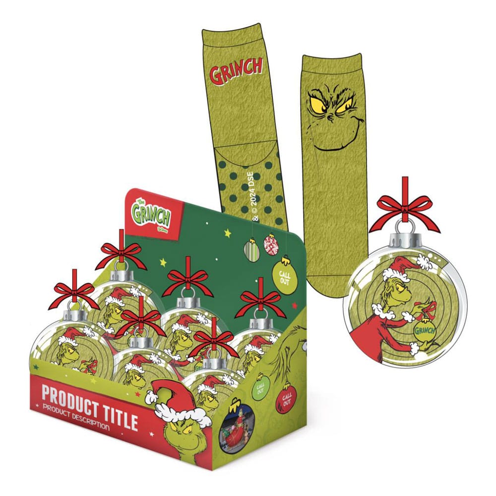 The Grinch Grinch Film Tree Ornament with Anti Slip Socks Size 38 to 45