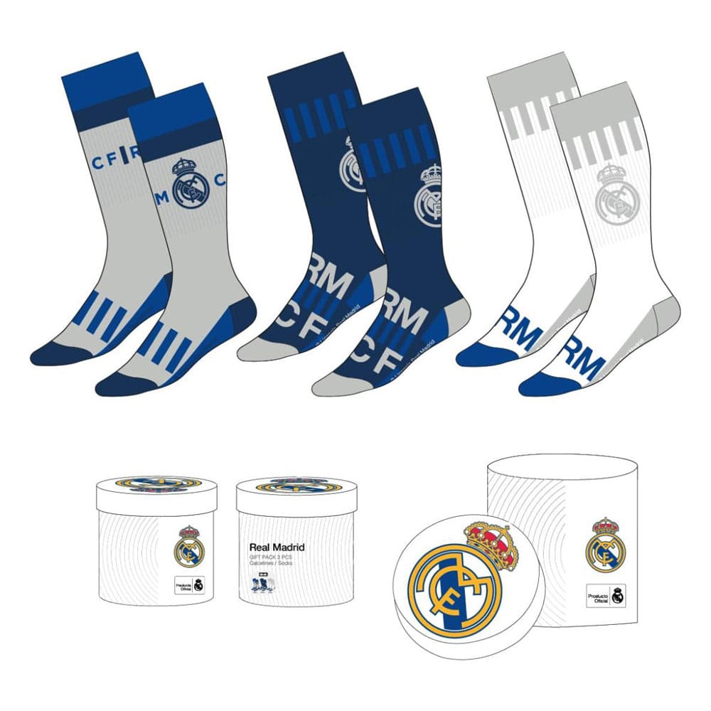Real Madrid Football Crew Socks EU Size 38-45 (Set of 3)