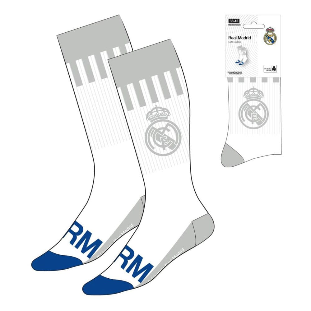 Real Madrid White Football Crew Socks EU Size 38-45 (Set of 3)