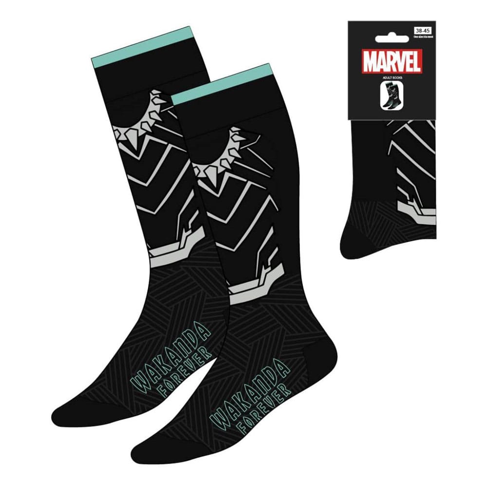 Marvel Black Panther Wakanda Forever Crew Socks EU Size 38-45