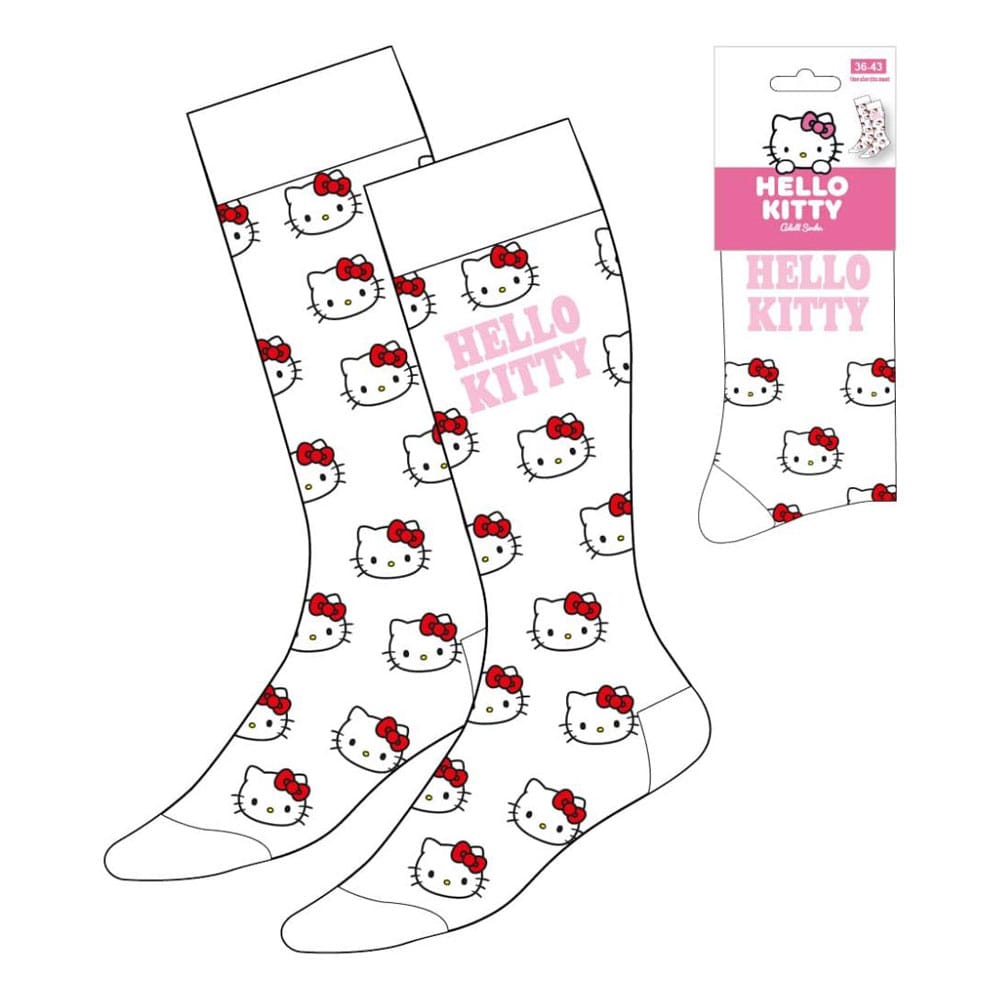 Sanrio Hello Kitty Face White Crew Socks EU Size 36-43