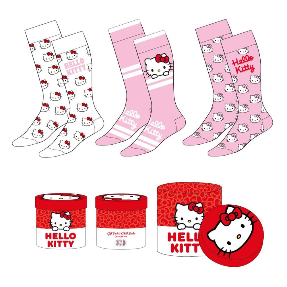 Sanrio Hello Kitty Crew Socks EU Size 36-43 (Set of 3)