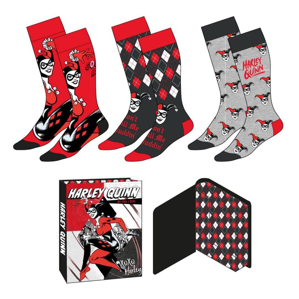 DC Comics Harley Quinn Crew Socks EU Size 36-43 (Set of 3)