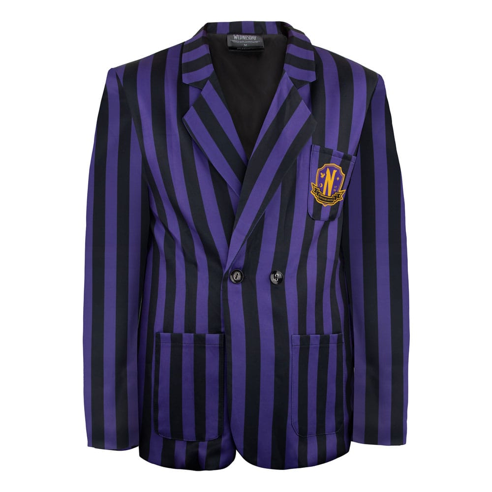 Wednesday Nevermore Academy Purple Striped Jacket Size L
