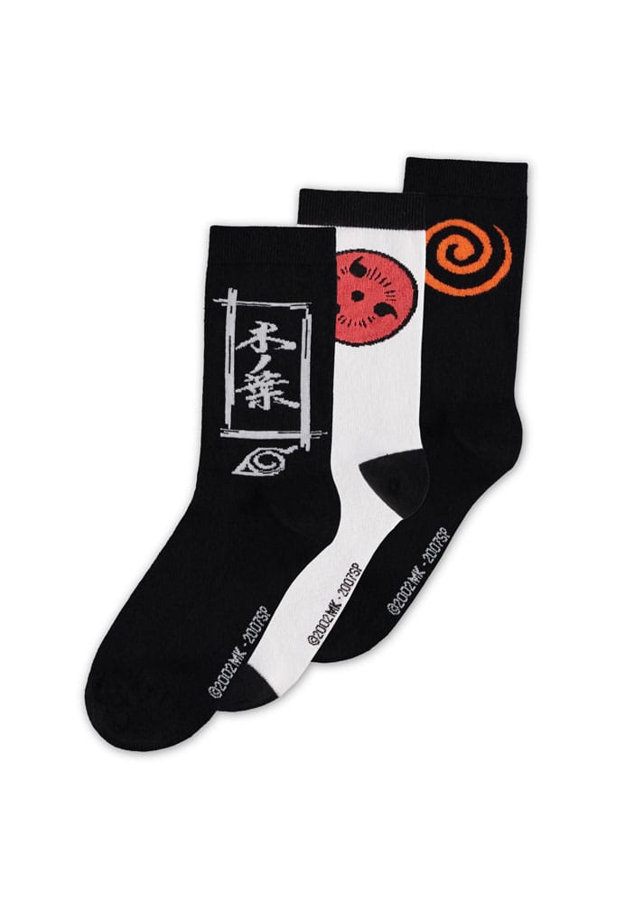 Naruto Shippuden Sasuke Symbol Socks Pack of 3 Size 43 to 46