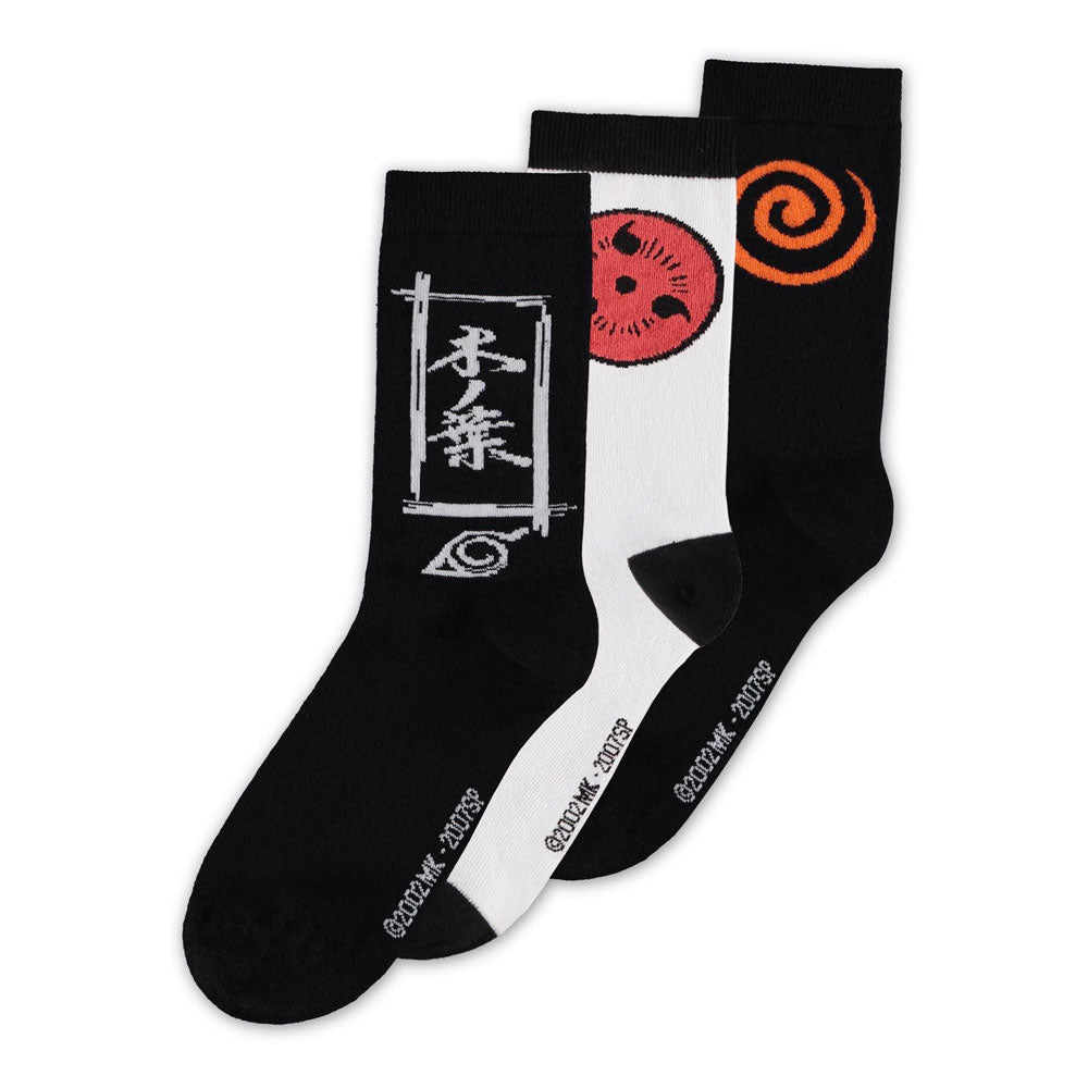 Naruto Shippuden Sasuke Symbol Socks Pack of 3 Size 39 to 42