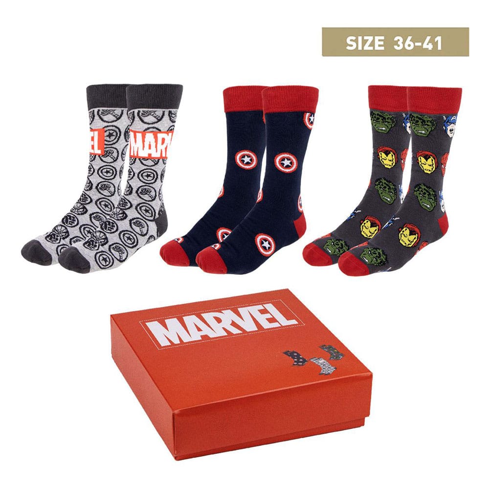 Marvel Avengers Crew Socks EU Size 36-41 (Set of 3)
