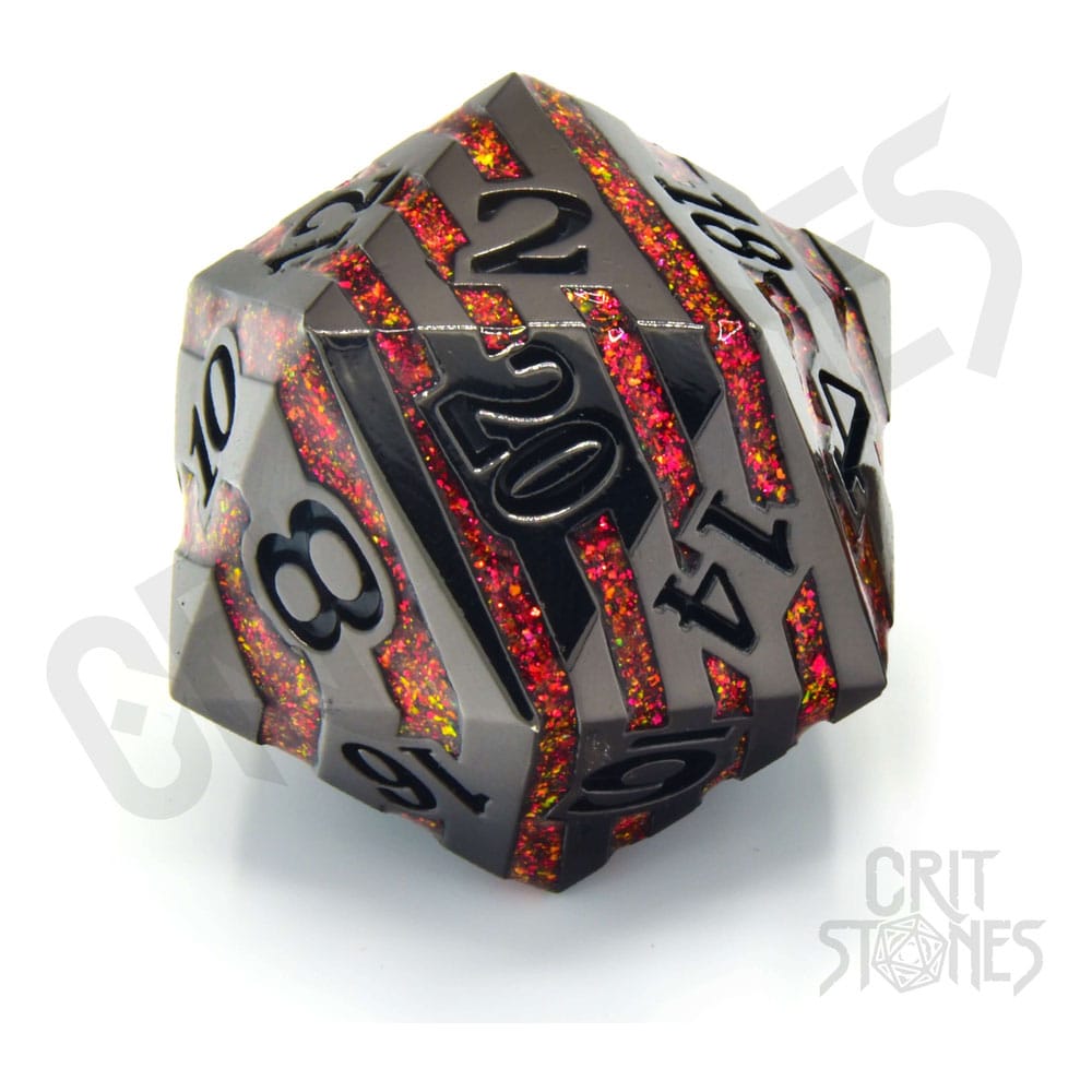CritStones Pyroblade Metal Dice D20 3 cm RPG TTRPG