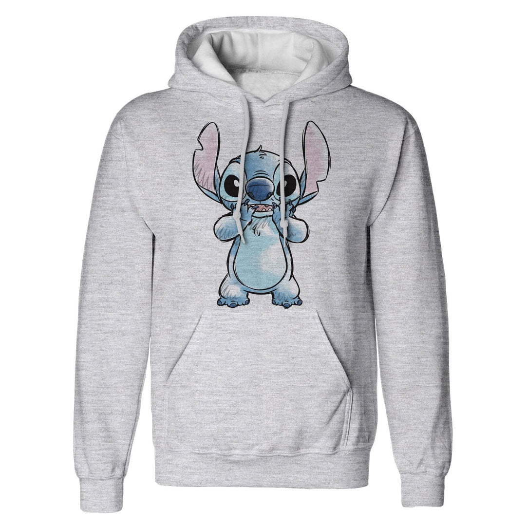 Disney Lilo and Stitch Hands On Face Sketched Hooded Sweater Size L