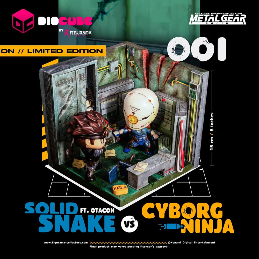 Metal Gear Solid Solid Snake vs Cyborg Ninja Featuring Otacon DioCube PVC Diorama 15 cm